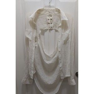 Love Tree Open long sleeve women's sheer lace up blouse Shirt Size large